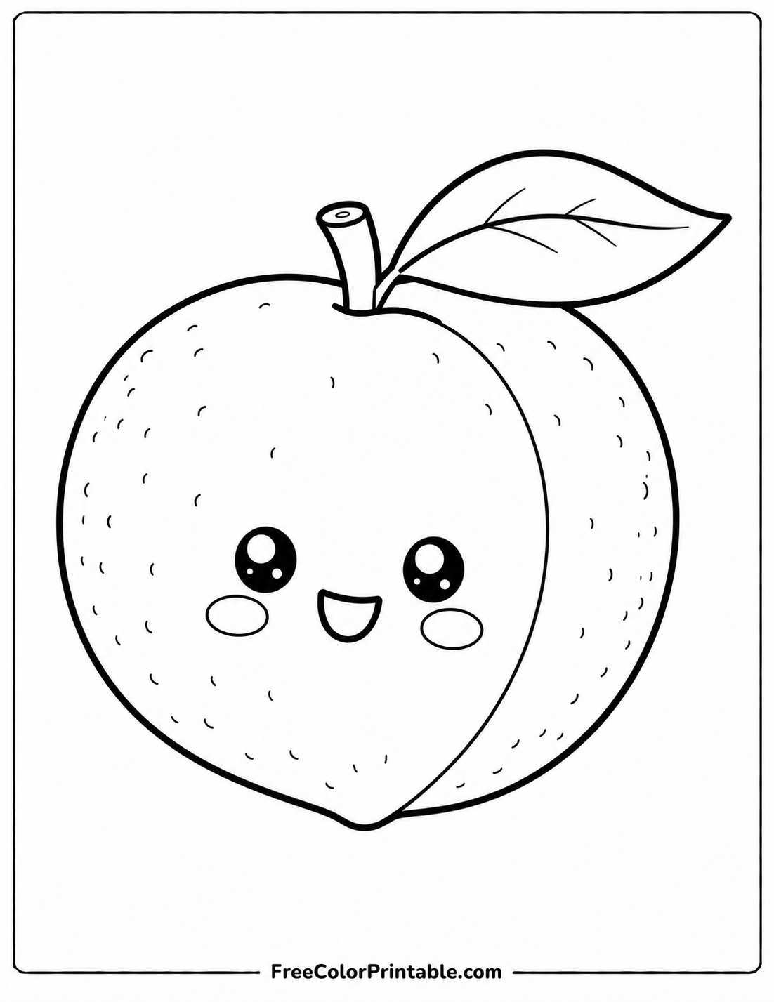 Kawaii peach coloring page illustration Coloring Page — Free Printable — free printable coloring page
